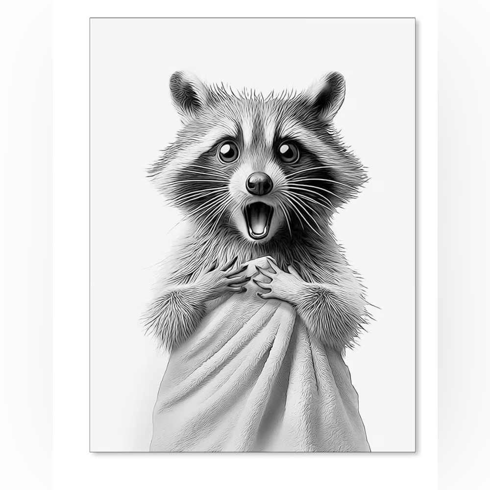 Raccoon Art print Raccoon Canvas 12x16